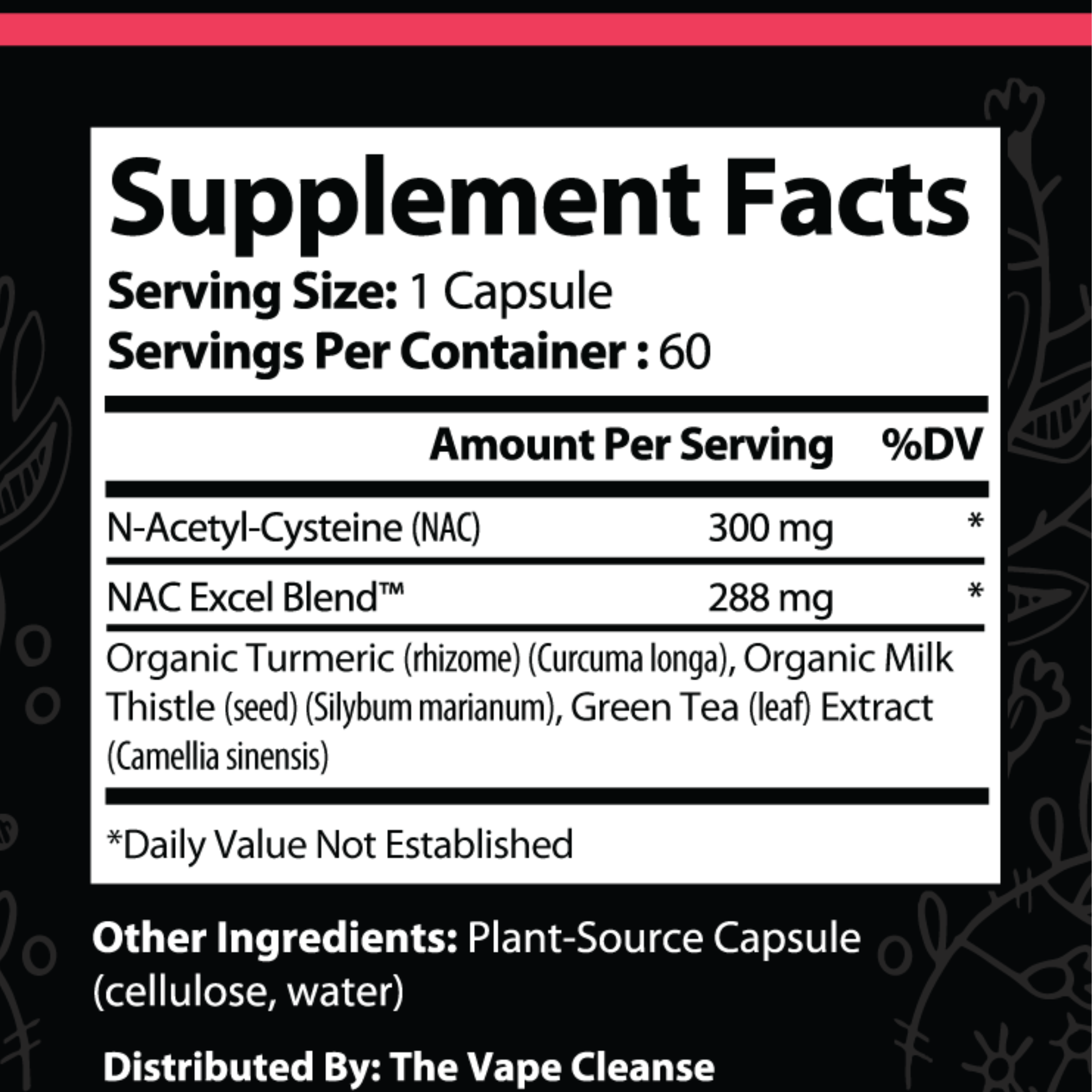 Our detox formula features the all mighty NAC (N-Acetyl-Cysteine) this powerful agent that gives you a boost in glutathione.  Glutathione is involved in the detoxification of xenobiotic and endogenous compounds, both of which can be found in vape products. 